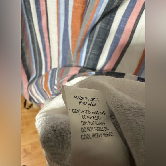 THML Dress M Striped Embroidered Boho Cotton Sleeveless Lined - Picture 7 of 9